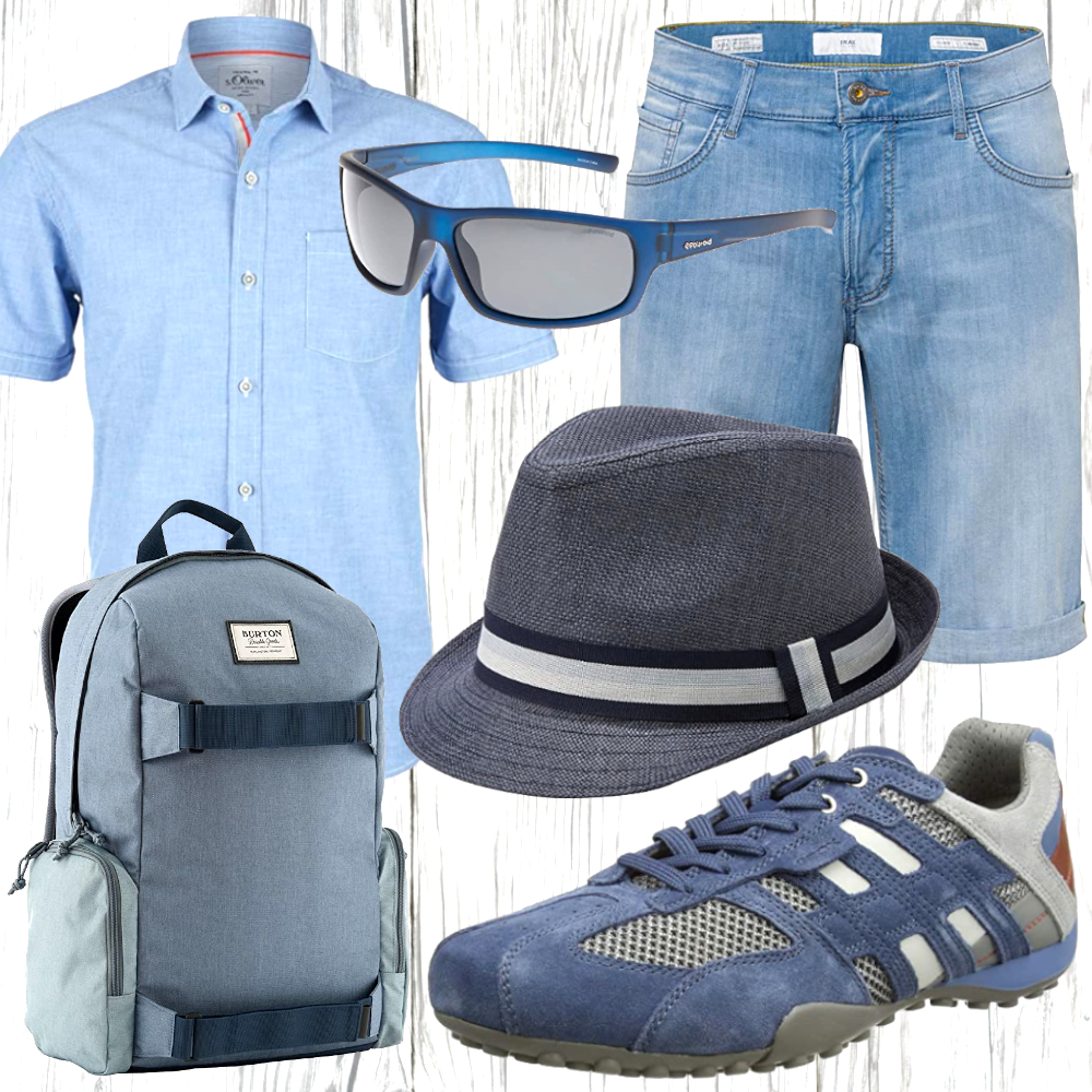 Herren Sommer Look Mit Bermuda Jeans Shorts Fashion Outfit Herren